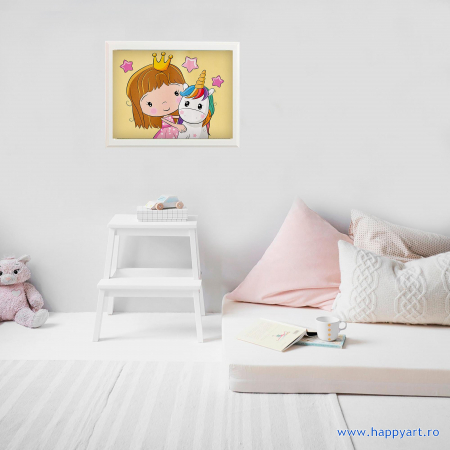 Set pictura pe numere, cu sasiu, Printesa cu un mic Unicorn, 20x30 cm, 21 culori [3]
