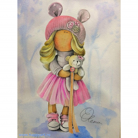 Pictura pe numere - Set pictura pe numere, cu sasiu, Papusa Olivia, 30x40 cm, 22 culori