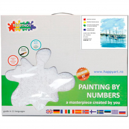 Set pictura pe numere, cu sasiu, Peisaj Marin, 30x40 cm, 22 culori [3]