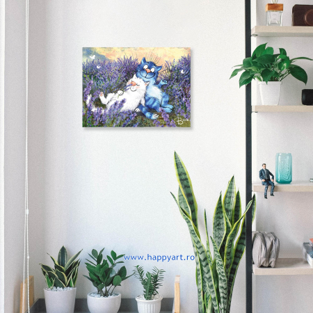 Set pictura pe numere pisici in lavanda, cu sasiu, 30x40 cm, 27 culori [2]