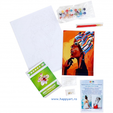 Set pictura pe numere, cu sasiu, Portretul unui African, 40x50 cm, 24 culori [6]