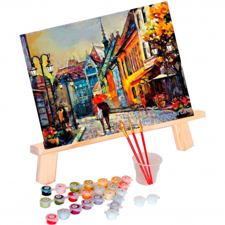 Set pictura pe numere, cu sasiu, Oras European, 40x50 cm, 24 culori [1]