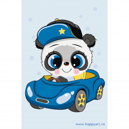 Picturi pe numere animale - Set pictura pe numere, cu sasiu, Micul Panda, 20x30 cm, 18 culori