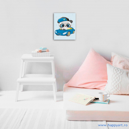 Set pictura pe numere, cu sasiu, Micul Panda, 20x30 cm, 18 culori [2]