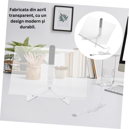 Set Tablita de Scris din Acril, DABISY, cu lumina LED, Memo Board Transparent pentru Birou, Notite si Mesaje, 20X30 cm, 7 Carioci Colorate Incluse, Design Portabil si Modern, Ideal pentru Organizare s [4]