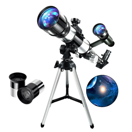 EDUCATIVE - Telescop astronomic refractor, DABISY, model C2158, calibru 50mm, focala 360mm, oculare 20x si 30x, multiplicator 1.5x, tripod reglabil aluminiu, portabil, negru