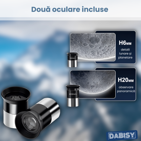 Telescop astronomic refractor, DABISY, model C2158, calibru 50mm, focala 360mm, oculare 20x si 30x, multiplicator 1.5x, tripod reglabil aluminiu, portabil, negru [4]