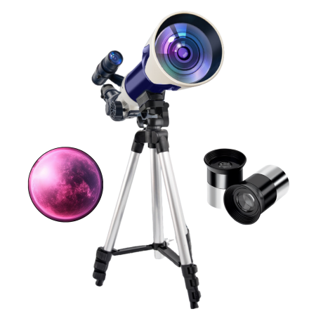 EDUCATIVE - Telescop astronomic refractor, DABISY, model C2159, calibru 100mm, obiectiv 360mm, suport 360 grade, mareste 60X, oculare H6mm si H20mm, inaltime reglabila 60-150cm, 8+ ani, culoare albastru-alb