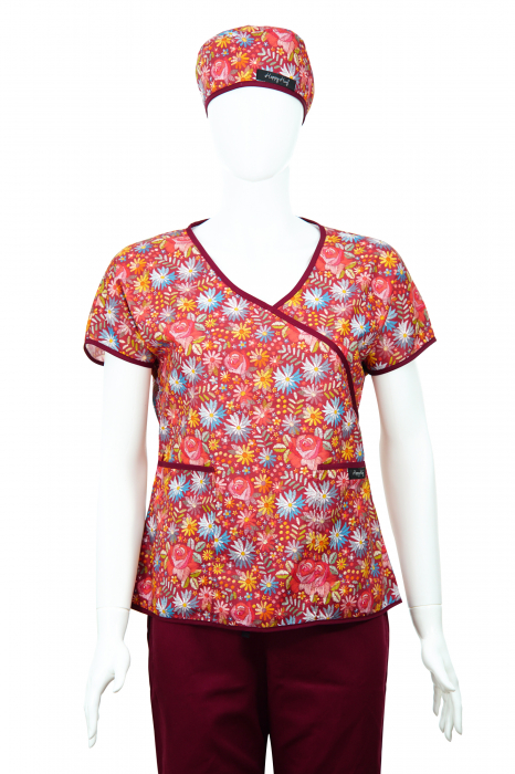 Bluză Compleu - Designer Print - Bordeaux Flowers 46 [2]