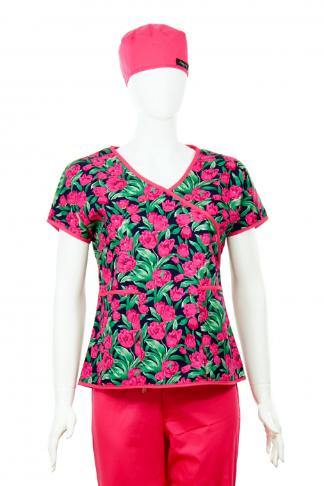 Bluză Compleu - Designer Print - Pink Flowers [2]