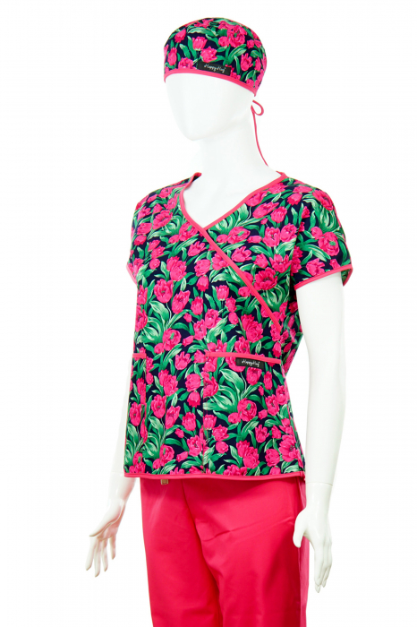 Bluză Compleu - Designer Print - Pink Flowers [3]