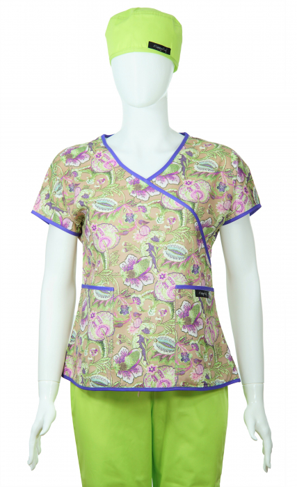 Bluză Compleu - Designer Print -  Purple Flower [2]