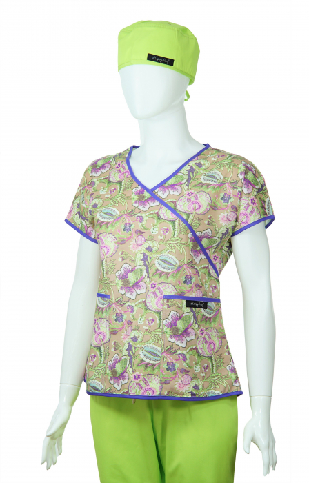 Bluză Compleu - Designer Print -  Purple Flower [3]