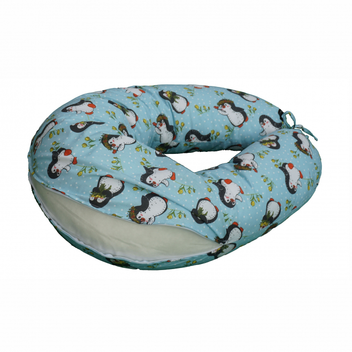 Husă detașabilă pernă de alăptare pinguini bleu [2]