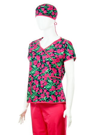 Bluză Compleu - Designer Print - Pink Flowers [2]