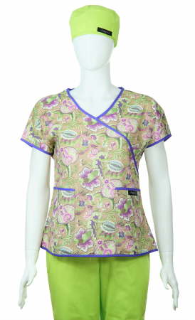 Bluză Compleu - Designer Print -  Purple Flower [1]