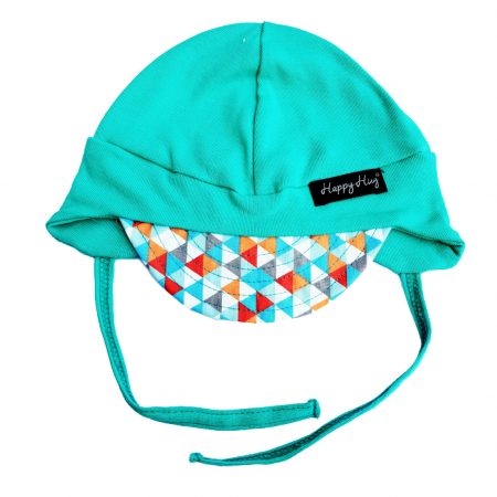 KIDS FASHION - Căciulă Bumbac - Teal Triangles