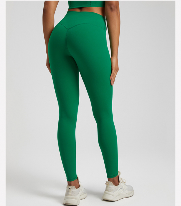 Colanti fitness verde crud, lungime 8/8, Talie Înaltă Fără Cusături pe Mijloc [2]