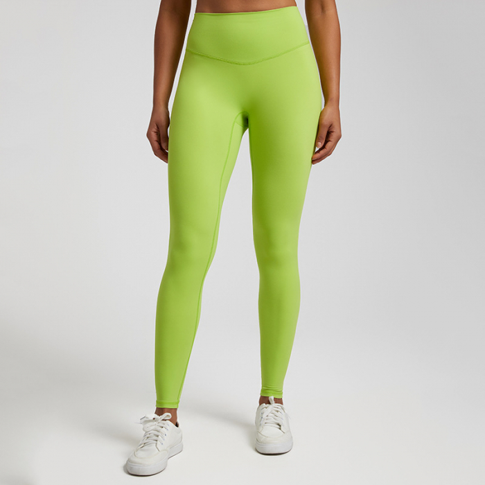 Colanti fitness verde fosforescent, material premium compresiv, lungime 8/8 , Talie Înaltă, Fără Cusături pe Mijloc  [1]