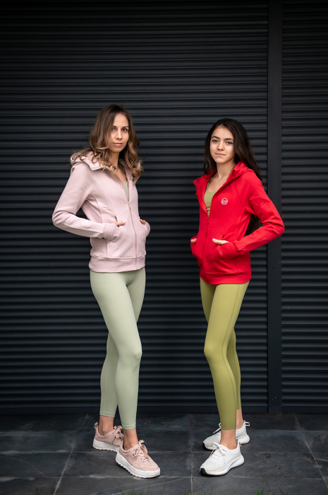 Hanorac bumbac gros cu fermoar rosu [10]