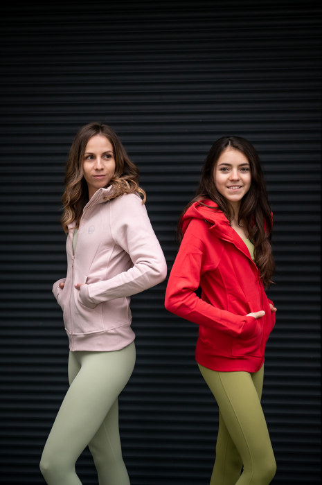 Hanorac bumbac gros cu fermoar rosu [11]