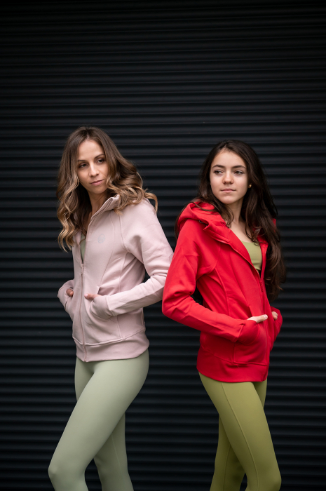 Hanorac bumbac gros cu fermoar rosu [12]