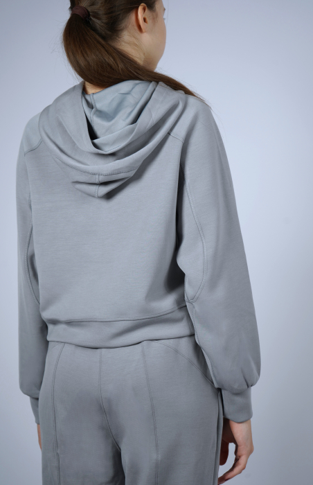 Hanorac silky feel albastru gri cu gluga [3]