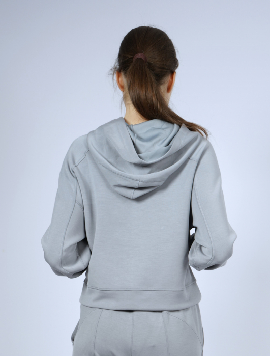 Hanorac silky feel albastru gri cu gluga [4]