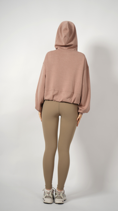 Hanorac silky feel cu fermoar roz pudrat [2]