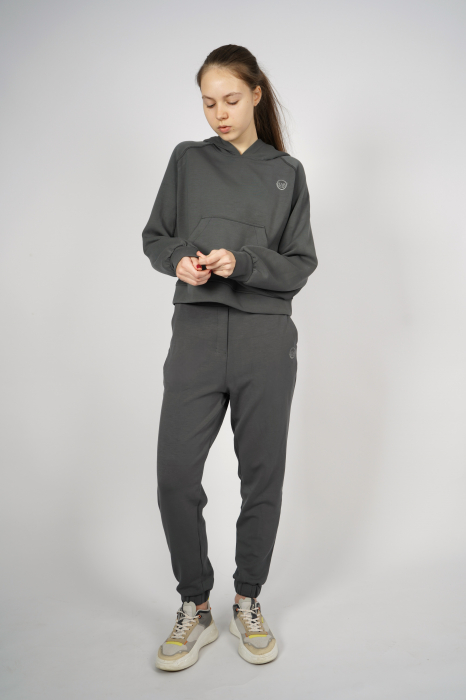 Hanorac silky feel gri inchis cu gluga [3]