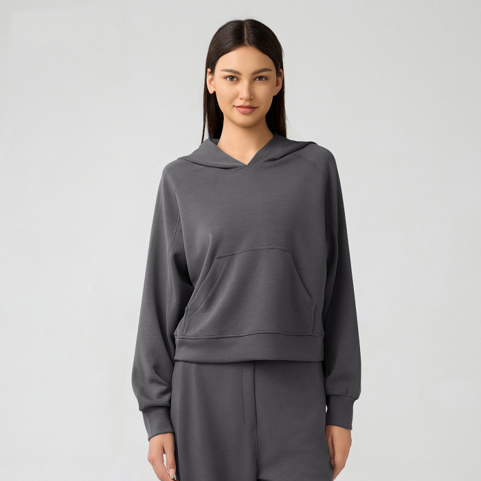 Hanorac silky feel gri inchis cu gluga [1]