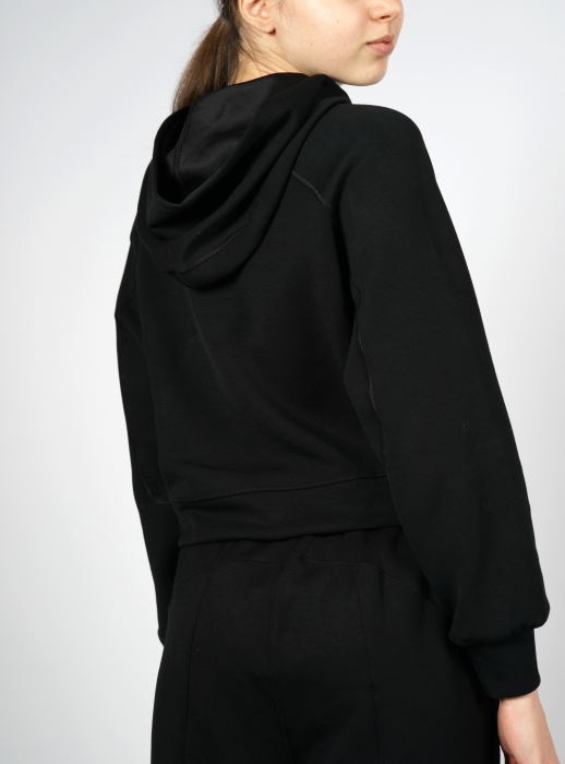 Hanorac silky feel negru cu gluga [3]