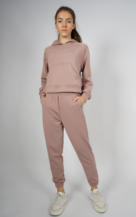 Hanorac silky feel roz pudrat cu gluga [2]