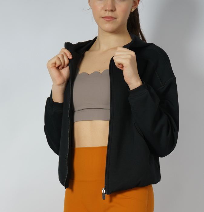 Hanorac silky touch cu fermoar negru [6]