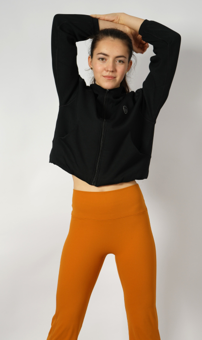 Hanorac silky touch cu fermoar negru [2]