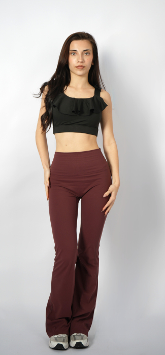 Pantaloni evazati cozy visiniu maro [2]