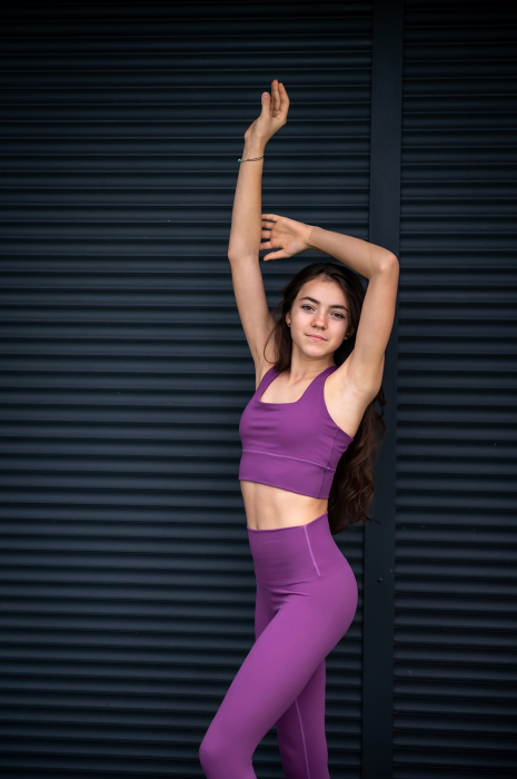 Set Colanți și Bustieră Cozy culoare mov, Țesătură Moale și Elastică, Talie Înaltă, Suport Ridicat, Confort Maxim [2]