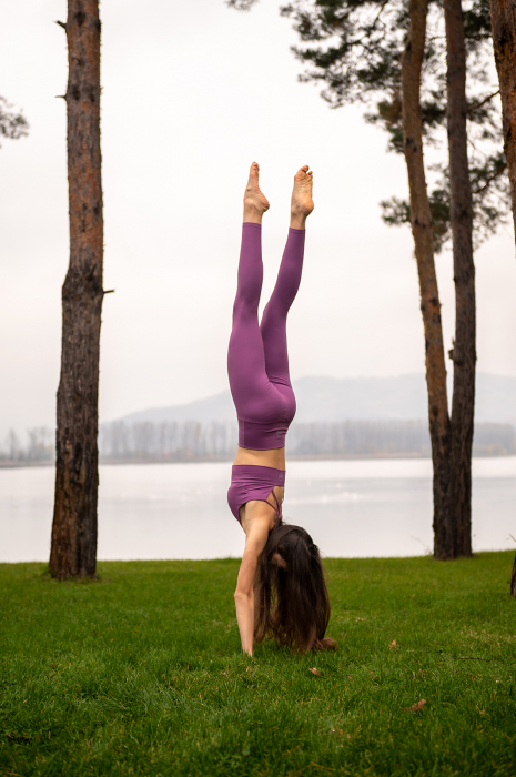 Set Colanți și Bustieră Cozy culoare mov, Țesătură Moale și Elastică, Talie Înaltă, Suport Ridicat, Confort Maxim [3]