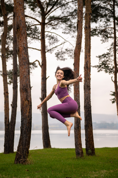 Set Colanți și Bustieră Cozy culoare mov, Țesătură Moale și Elastică, Talie Înaltă, Suport Ridicat, Confort Maxim [7]