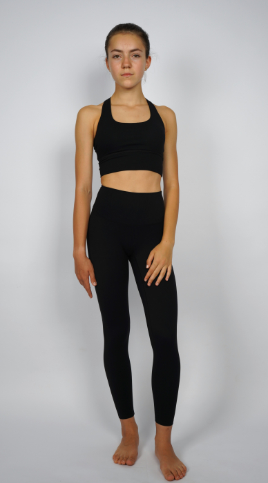 Set Colanți și Bustieră Cozy culoare negru, , Țesătură Moale și Elastică, Talie Înaltă, Suport Ridicat, Confort Maxim [4]