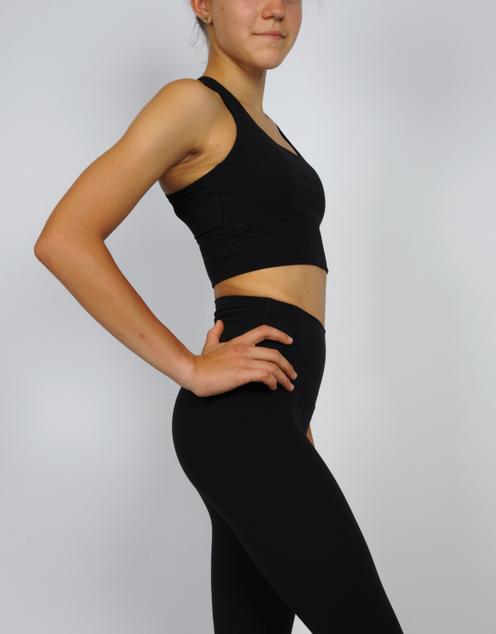 Set Colanți și Bustieră Cozy culoare negru, , Țesătură Moale și Elastică, Talie Înaltă, Suport Ridicat, Confort Maxim [5]