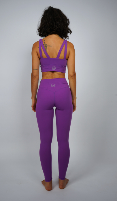 Set Fitness mov violet- Colanți 8/8 cu Talie Înaltă Fără Cusături pe Mijloc și Top cu Susținere Ridicată, Material Premium, Ideal pentru Alergare, Fitness, Yoga, Pilates, și Cycling [3]