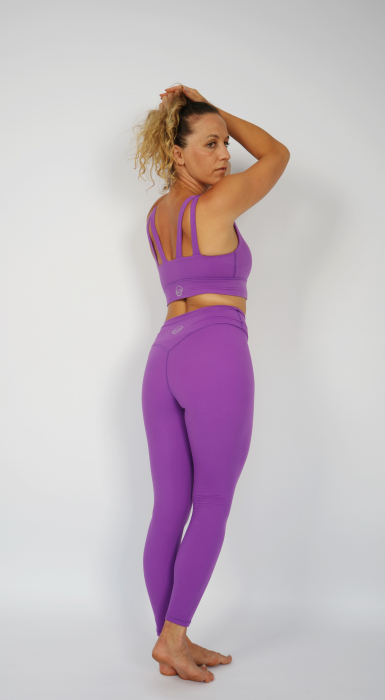 Set Fitness mov violet- Colanți 8/8 cu Talie Înaltă Fără Cusături pe Mijloc și Top cu Susținere Ridicată, Material Premium, Ideal pentru Alergare, Fitness, Yoga, Pilates, și Cycling [9]