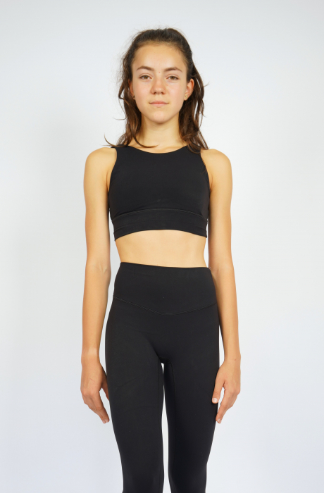 Set Fitness negru- Colanți 8/8 cu Talie Înaltă Fără Cusături pe Mijloc și Top cu Susținere Ridicată, Material Premium, Ideal pentru Alergare, Fitness, Yoga, Pilates, și Cycling [5]