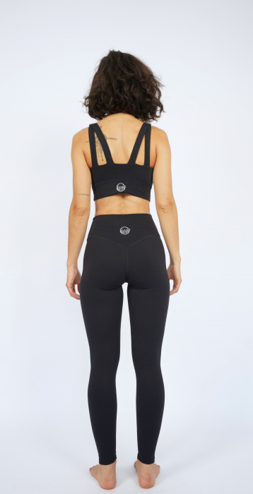 Set Fitness negru- Colanți 8/8 cu Talie Înaltă Fără Cusături pe Mijloc și Top cu Susținere Ridicată, Material Premium, Ideal pentru Alergare, Fitness, Yoga, Pilates, și Cycling [3]
