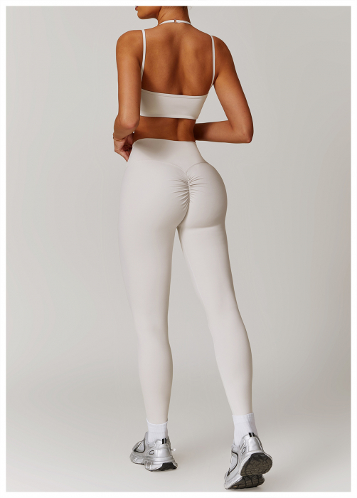 Set yoga White Grey top + colanti lungi incretiti la spate [2]