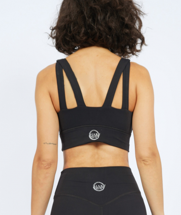 Top bustiera fitness negru, material compresiv, sustinere ridicata [1]