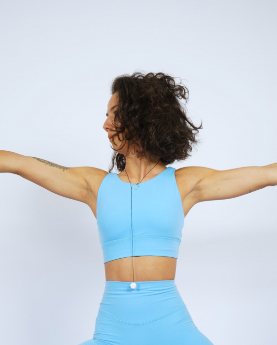 Top bustiera fitness baby blue, material compresiv, sustinere ridicata [2]