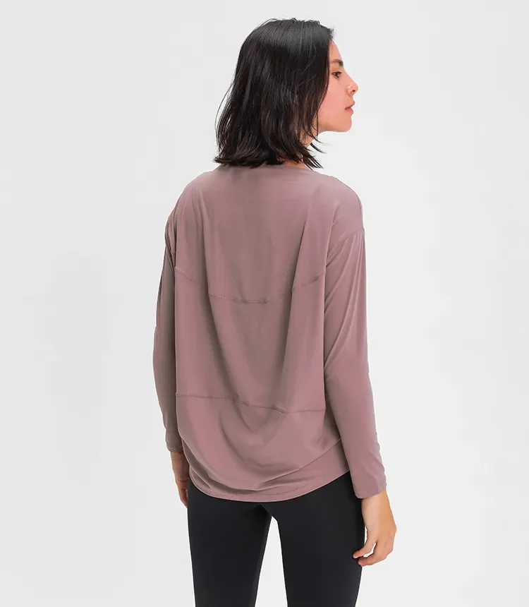 Sport - Bluza oversized moale la atingere mov pudrat