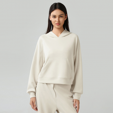 Hanorac silky feel cu gluga crem [1]